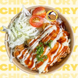 ข้าวไก่กรอบซอสโทเมโทมาโย