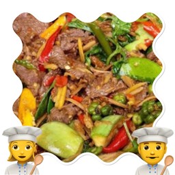 ผัดฉ่าเนื้อวัว.อานานาชาติ.