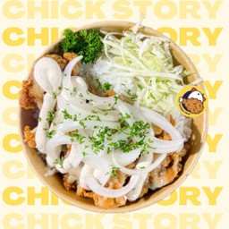 ข้าวไก่กรอบครีมหัวหอม