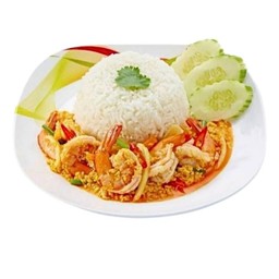ข้าวราดผัดผงกระหรี่(ร้านข้าวทิพย์อาหารตามสั่ง)