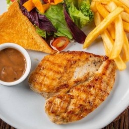 สเต็กอกไก่พริกไทยดำ