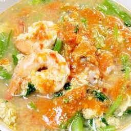 สุกี้ น้ำ วุ้นเส้น กุ้งสด+หมูสับ+ไข่1ฟอง+ฟรีใส่ลูกชิ้น