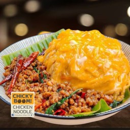 ข้าวกะเพราหมูสับไข่ข้นลาวา