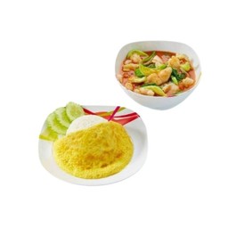 ข้าวไข่เจียว+แกงส้ม (ไข่เจียวแกงร้อน)