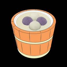 บัวลอยเผือก + งาดำ นมสด