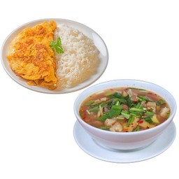 ข้าวไข่เจียว+ต้มแซ่บ(ไข่เจียวแกงร้อน)