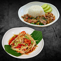 กะเพราเนื้อโคขุนโพนยางคำ คัม