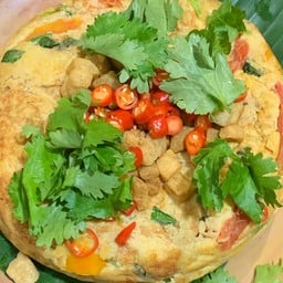 เค้กไข่เจียวกุ้งสับใส่ผัก