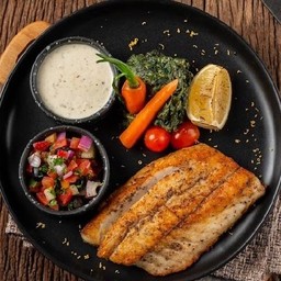 สเต็กปลากะพงย่าง เลม่อนซอส