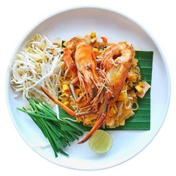 ผัดไทยเส้นจันทร์กุ้งสด