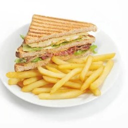 Tuna&egg sandwich and French fries