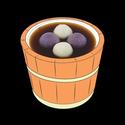 บัวลอยเผือก + งาดำ น้ำขิง