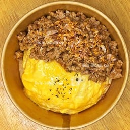 ข้าวราดไข่ข้นนุ่ม+หมูสับผัดกระเทียมเจียวหอม