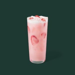 Pink drink with strawberry acai Starbucks Refreshers Beverage