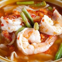 Rice+Tamarind Paste Soup with Shrimp and Mixed Vegetables (ข้าว +แกงส้มผักรวมใส่กุ้ง)