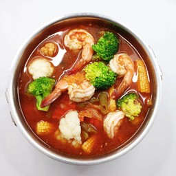 Tamarind Paste Soup with Shrimp and Mixed Vegetables (แกงส้มผักรวมใส่กุ้ง-กับข้าว)