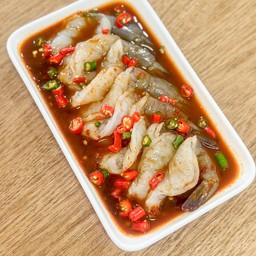 กุ้งดองซอสเผ็ดเกาหลี [ขนาดไซต์ 28 ตัว/โล ][6-8ตัว/กล่อง]