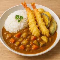 ข้าวแกงกะหรี่กุ้งทอด