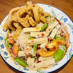 ตำขนมจีนหมูยอ+แคปหมู.