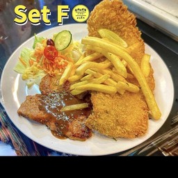 Set F (หมูพริกไทดำ&ปลาทอด)