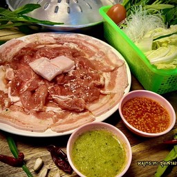 หมูกระทะ ชุดหมูสามชั้น สันคอ ชุดเล็ก