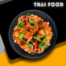 ข้าวกะเพราไก่คาราเกะ