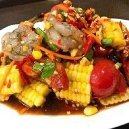 ยำกุ้งสด+ข้าวโพด