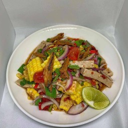 ยำหมูยอข้าวโพดไข่แดงเค็ม