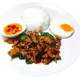 ข้าวกระเพราริบอาย + ไข่ดาว