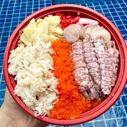 ข้าวหน้ากั้ง+ไข่กุ้ง+เนื้อปู
