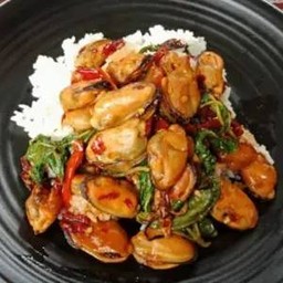 ขัาวกะเพราหอยแมลงภู่