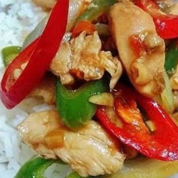 ข้าวราดไก่ผัดพริกเผา