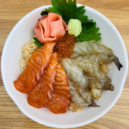 ข้าวปลาแซลมอน+กุ้งดอง
