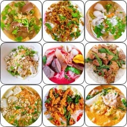 ข้าว+ต้มเลือดหมู+ก๋วยเตี๋ยว+กะเพราเครื่องใน+สุกี้ “ท่ารถตู้”🚌🚌 บขส ท่ารถตู้