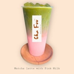 มัทฉะ + นมชมพูพิ้งค์