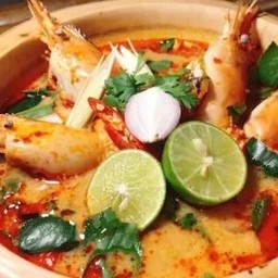 ต้มยำกุ้งน้ำข้น(กุ้งเป็น)