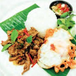 Rice & Green curry+ Crispy duck egg