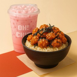 เซ็ตข้าวคู่น้ำ ข้าวหน้าไก่พร้อมเครื่องดื่ม1แก้ว