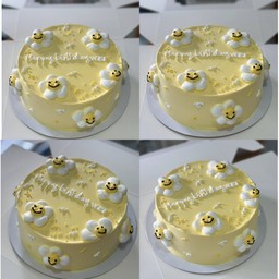 เค้กดอกเดซี่เล็กสีเหลืองขนาดครึ่งปอนด์