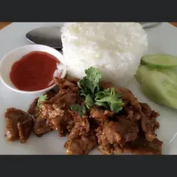 ข้าวราดหมูกระเทียม