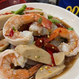 ตำเส้นเล็ก+กุ้งสุก+หมูยอปลาร้า