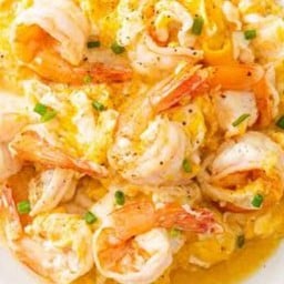 Creamy Omelet With Shrimp On Rice