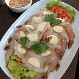 กุ้งเเช่ น้ำปลา กุ้ง ตัวใหญ่ 10 ตัว พร้อม น้ำจิ้มซีฟู้ด