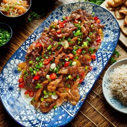 เนื้อพิคานย่าผัดวุ้นเส้น ซอสเสฉวน