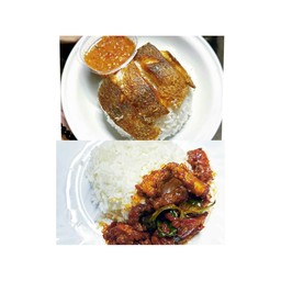 [เซตสุดฮิต] ข้าวปลาแกะ + ผัดพริกแกงปลาทอดกรอบราดข้าว