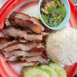 No149 ข้าวราดคอหมูย่าง grilled pork neck over rice