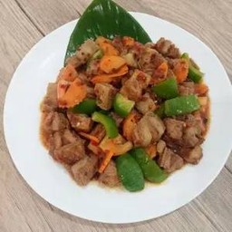 หมู3ชั้นผัดน้ำพริกเผาเจ