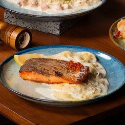 Salmon Steak Pasta Creamy Ikura