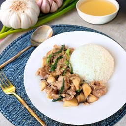 ข้าวราด ผัดน้ำมันหอย