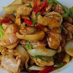 ผัดพริกเพา กับข้าว